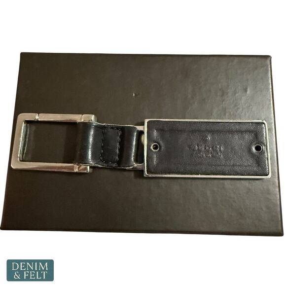 Gucci Rectangle Key Ring Black Leather Detail Silver Tone Hardware Italy - Picture 9 of 11